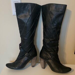 Black Knee-High Leather Boots